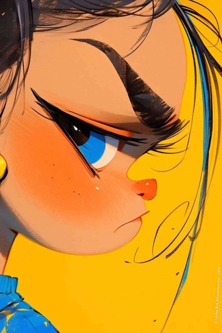 Animated character with yellow background