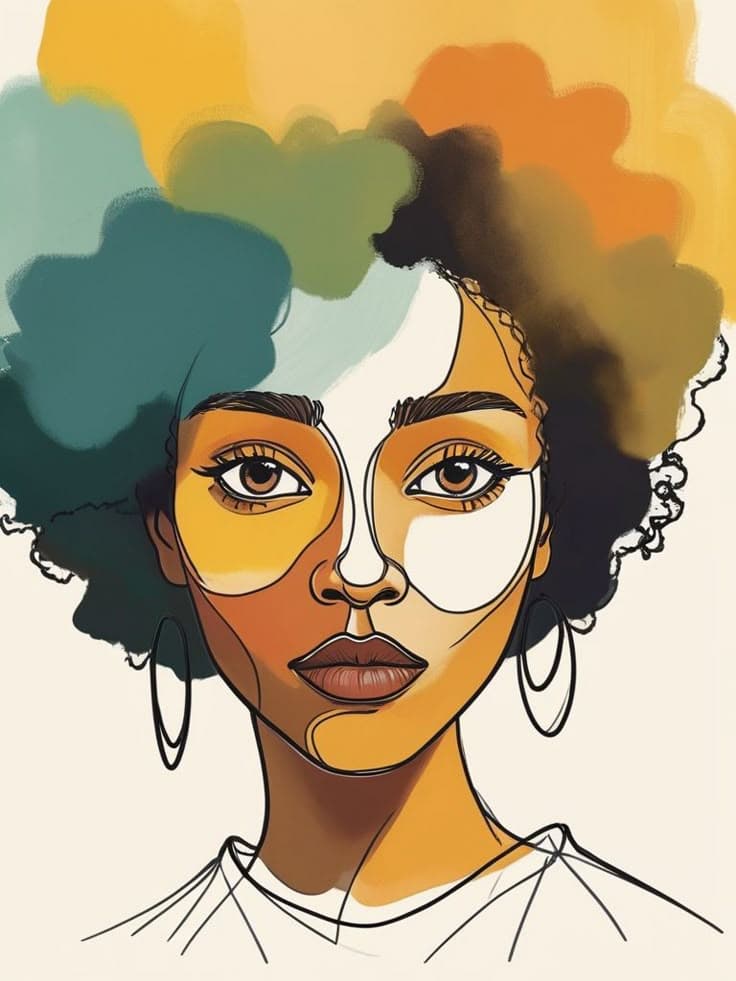 Abstract artistic face drawing